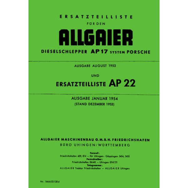Allgaier – Ersatzteilliste für AP17 und AP22