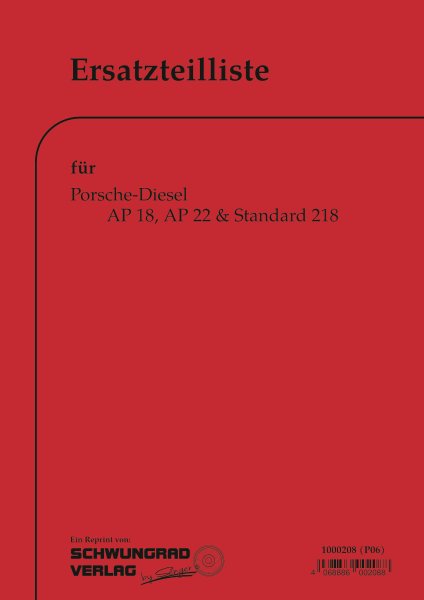 Porsche-Diesel – Ersatzteilliste für Standard 218, AP18 und AP22