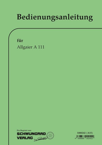 Allgaier – Betriebsanleitung für A111