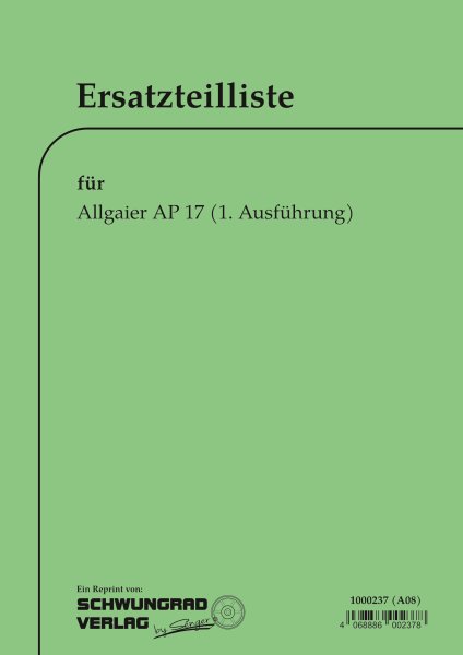 Allgaier – Ersatzteilliste für AP17 (1. Ausführung)
