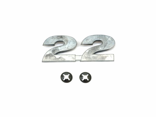 Schriftzug "22" Aluminium, blank, mit Befestigung