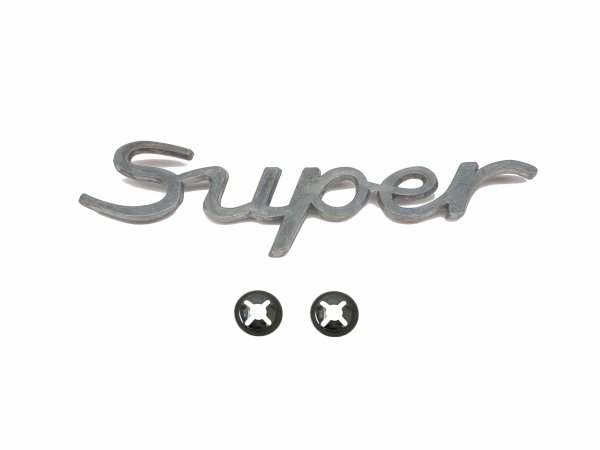 Schriftzug "Super" Aluminium, blank, mit Befestigung