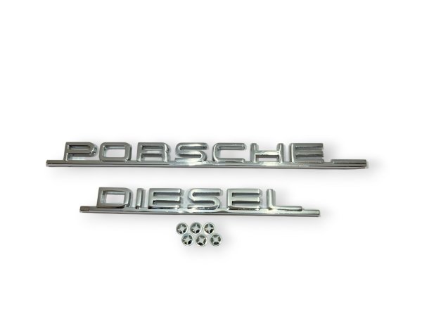 Schriftzug „Porsche-Diesel“ Aluminium, verchromt, mit Befestigung